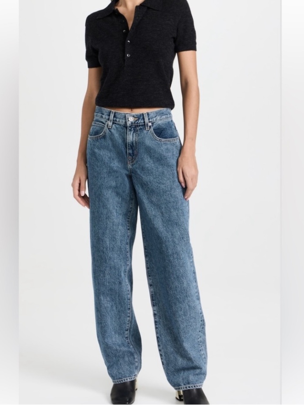 SLVRLAKE Tess Wide-Leg Jeans in Medium Blue 25